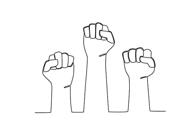 Ilustracja Przedstawiająca Ręce Walczące O Prawa Człowieka Rysunek Jednoliniowy Z Okazji Dnia Praw Człowieka