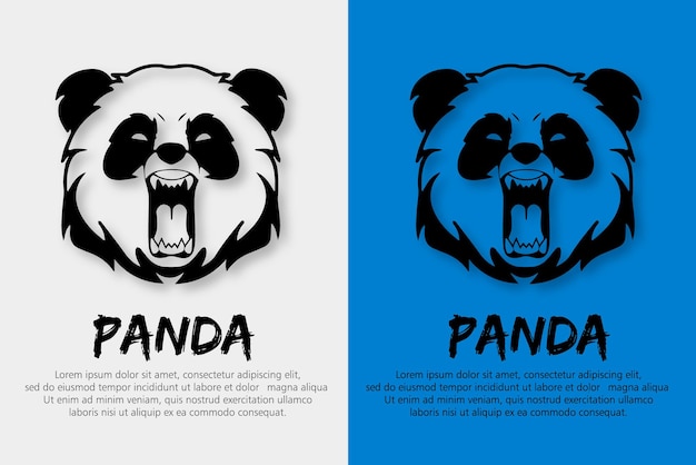Ilustracja przedstawiająca ryczącą pandę Logo Panda