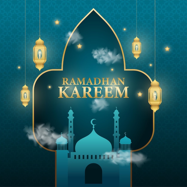 Ilustracja Przedstawiająca Salam Ramadhan Kareem Wektor Meczet Bardzo Elegancki Kolor Nieba