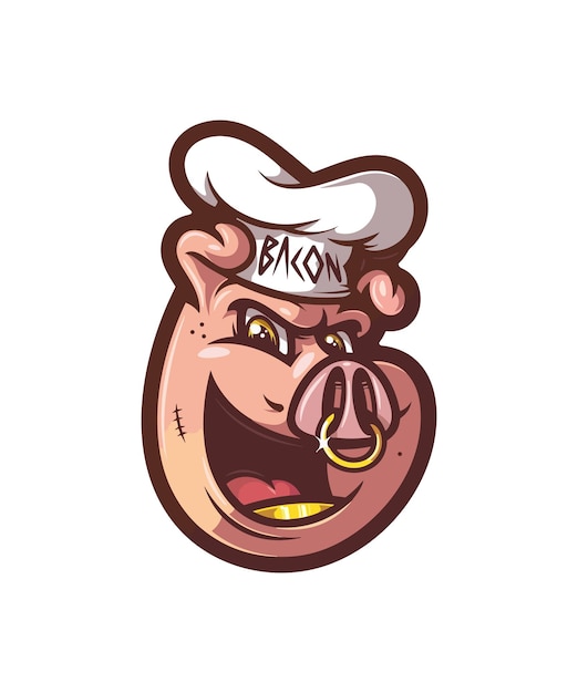 Plik wektorowy ilustracja przedstawiająca świnię w kapeluszu szefa kuchni