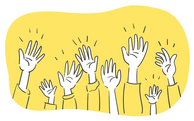 Plik wektorowy ilustracja przedstawiająca wielu ludzi wznoszących ręce i ręce