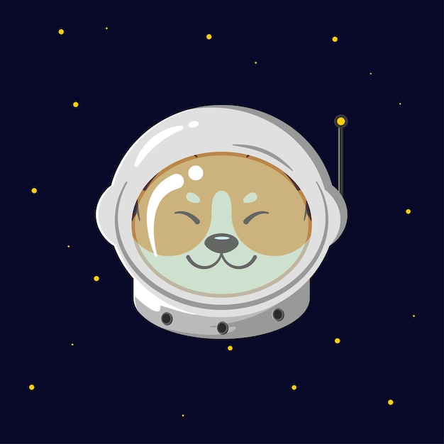 Ilustracja Psa Astronauty Shiba Inu