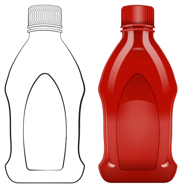 Plik wektorowy ilustracja pustej i wypełnionej butelki ketchupu