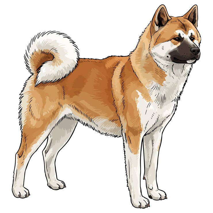 Wektor ilustracja rasy psów akita inu