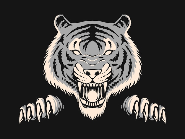 Ilustracja Ręcznie Rysowanej Głowy Tygrysa