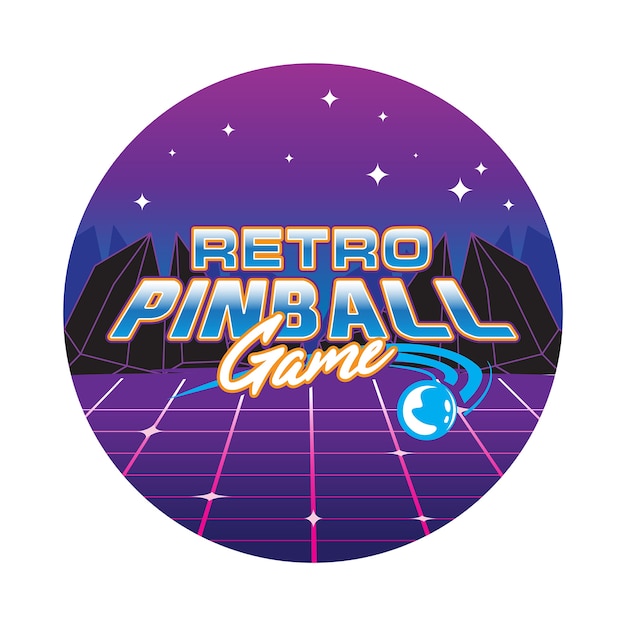 Ilustracja retro Pinball Game