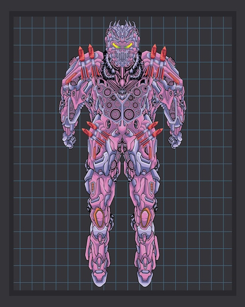 Ilustracja robota ciała mecha jest to idealna ilustracja wektorowa do maskotek i tatuaży lub grafiki Tshirt