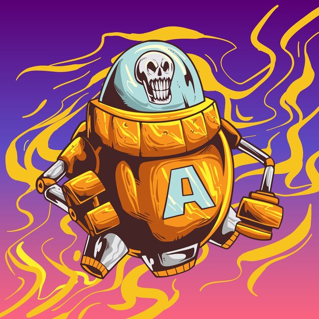 Ilustracja robota głowa czaszki