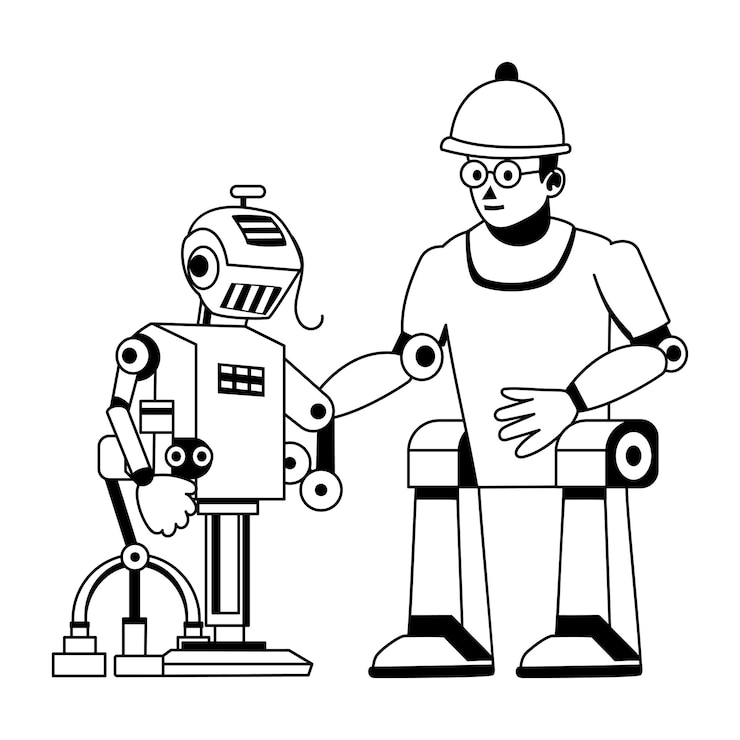 Wektor ilustracja robotyki w stylu glifu