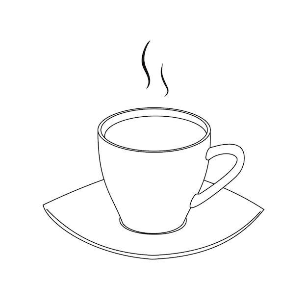 Ilustracja rysowania linii filiżankę świeżej gorącej kawy lub herbaty Filiżanka włoskiego