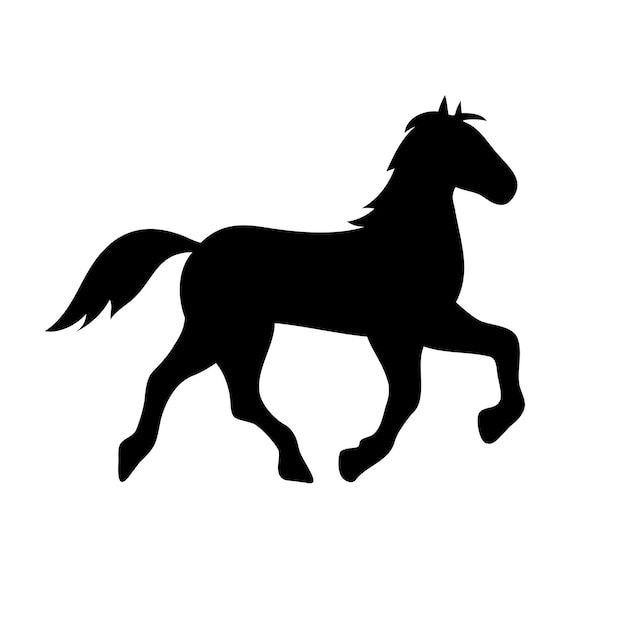 Ilustracja Rysunek Konia Czarna Sylwetka Biegnącego Konia Obraz Klaczy Pojedynczo Na Białym Tle Grafika Wektorowa