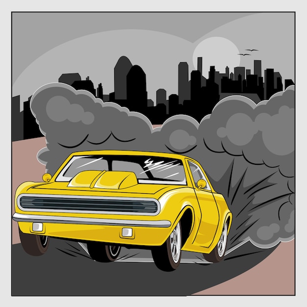 Plik wektorowy ilustracja samochodowa gorąca droga