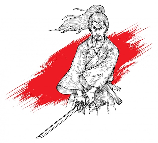 Plik wektorowy ilustracja samurai katana