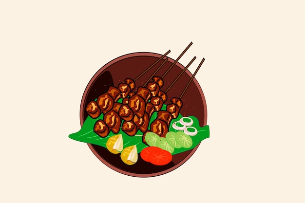 Ilustracja satay pyszne jedzenie