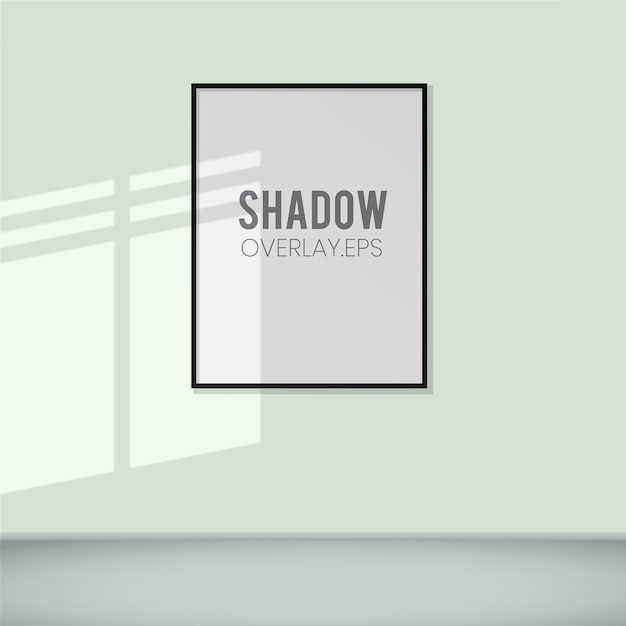 Ilustracja scena nakładki cienia na okno i ramka portretowa w tle ściany pokoju