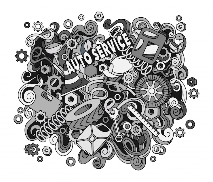 Wektor ilustracja serwisu samochodowego.