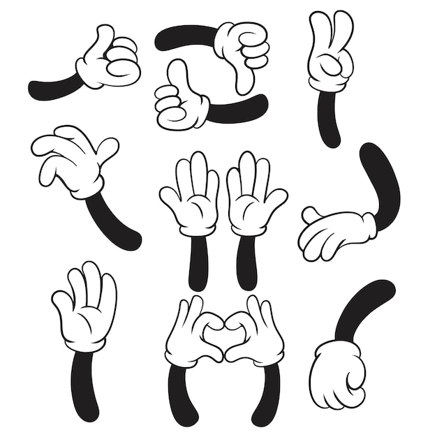 Plik wektorowy ilustracja set cartoon hands