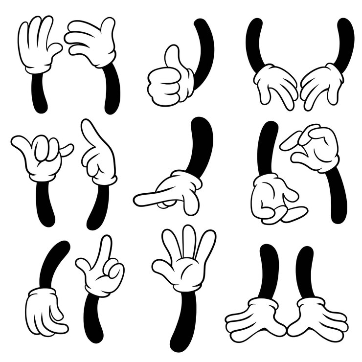 Wektor ilustracja set cartoon hands