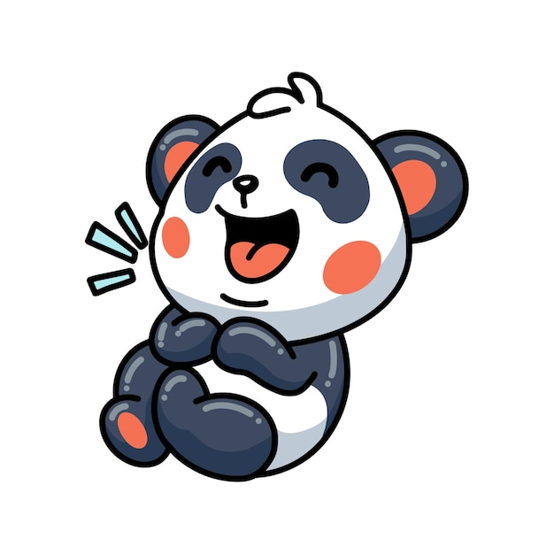 ilustracja ślicznej małej kreskówki pandy śmiejącej się