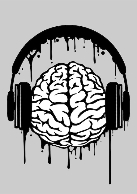 Plik wektorowy ilustracja słuchawek mózgu