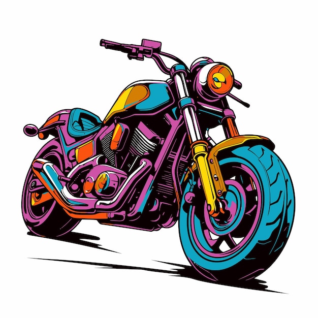 Ilustracja starego motocykla w stylu pop art