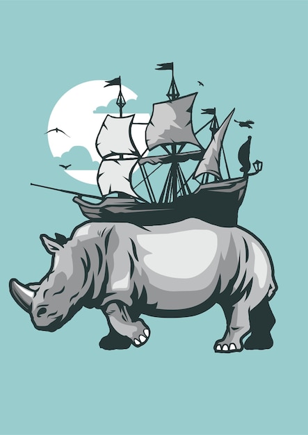 Plik wektorowy ilustracja statek piracki rhino