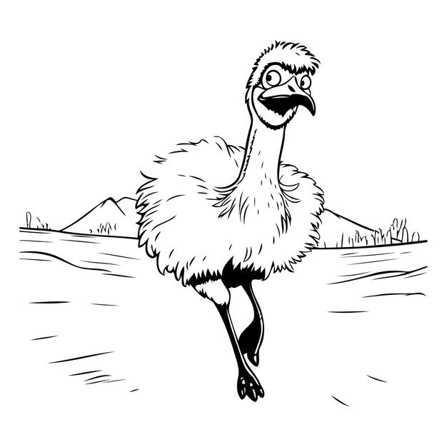 Ilustracja Strusia Na Plaży W Emu Vector