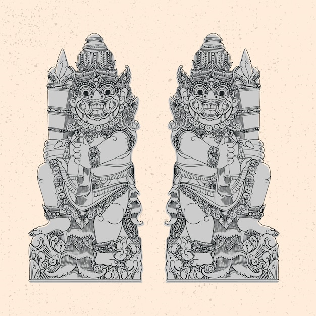 Ilustracja Styl Rzeźby Balijskiej Dla Towarów