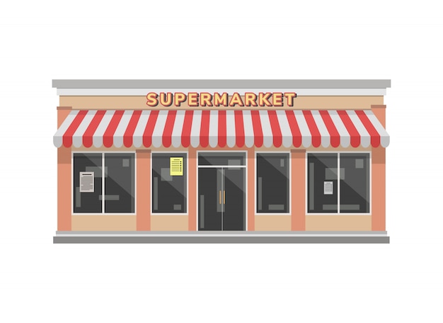 Ilustracja supermarket budynku budynku w stylu płaski