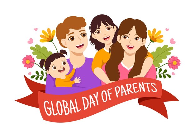 Ilustracja światowego Dnia Rodziców Przedstawiająca Znaczenie Bycia Rodzicem I Jego Rolę W życiu Dzieci