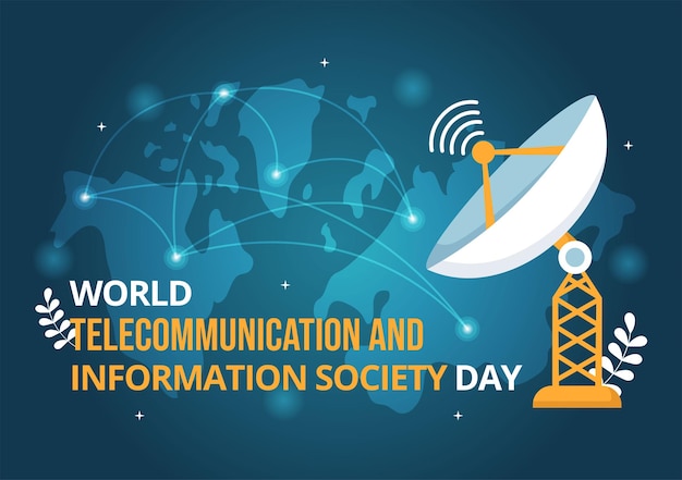 Ilustracja światowego Dnia Telekomunikacji I Społeczeństwa Informacyjnego Z Siecią Komunikacyjną W Poprzek