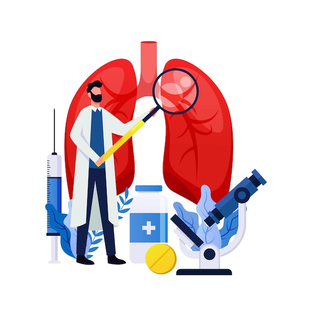Plik wektorowy ilustracja światowego zapalenia płuc projekt tła z badaniami lekarskimi