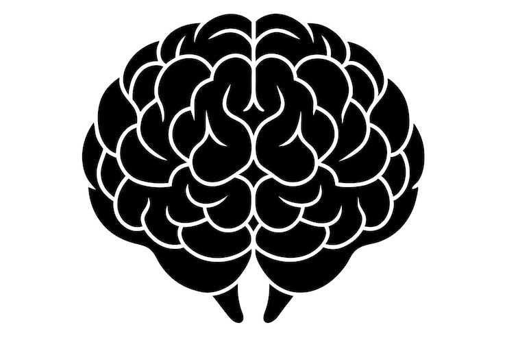 Wektor ilustracja sylwetki logo mózgu wektorowego czarno-biały