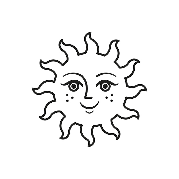 Ilustracja symbolVector twarz słońce Ilustracja wektorowa na białym tle Element projektu tatuaż logo Symbole ezoteryczne