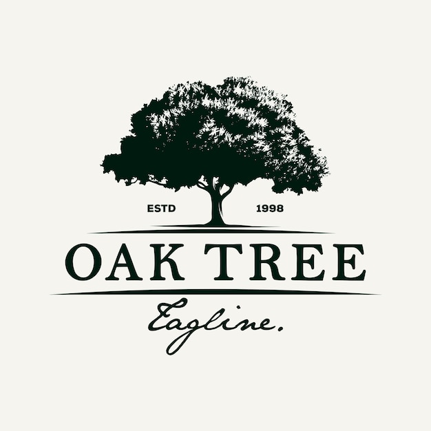 Plik wektorowy ilustracja szablon projektu logo vintage oak tree