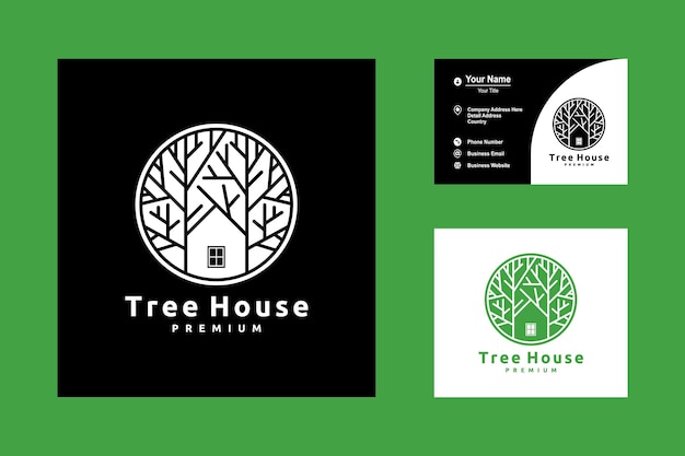 Ilustracja Szablonu Projektowania Logo Night Tree House