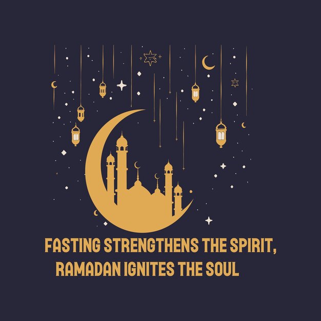 Ilustracja szablonu Ramadanu Typografia Ramadanu Cytaty Ramadanu Kareem Zestaw szablonu