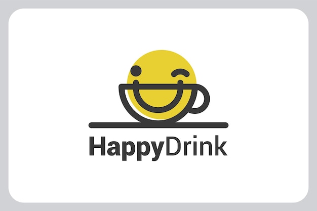Ilustracja Szczęśliwy Napój Z Uśmiechem Na Logo Filiżanki Kawy