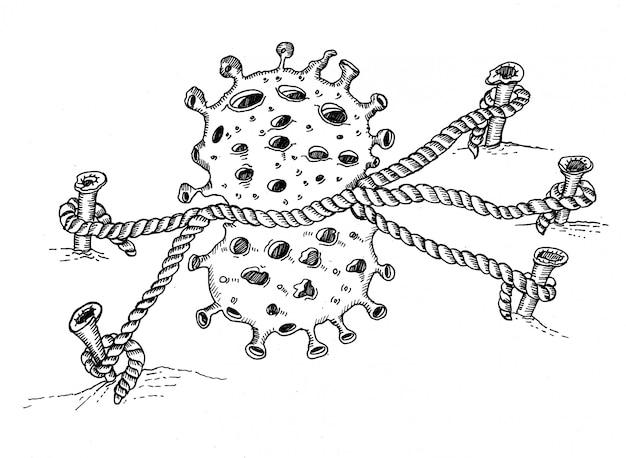 Plik wektorowy ilustracja szkic pandemii blokady koronawirusa