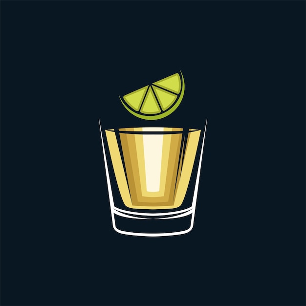 Ilustracja szklanki tequili z wapnem