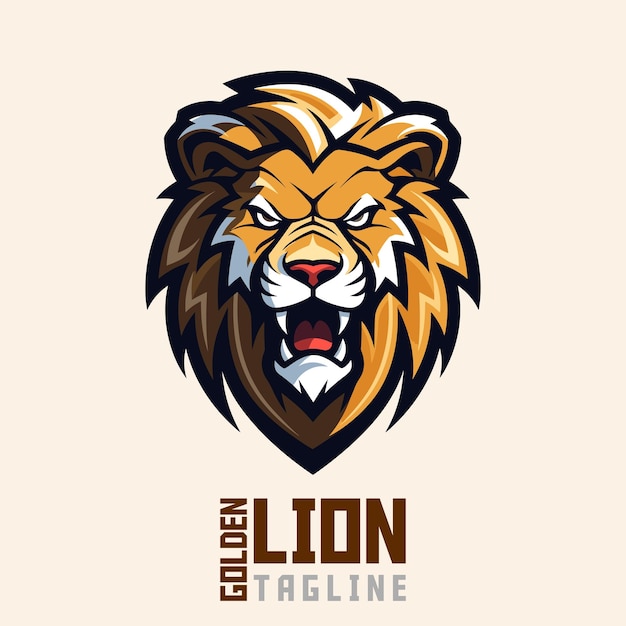 Ilustracja sztuki emblemu Złotego Lwa i projekt logo dla drużyn sportowych i esportowych