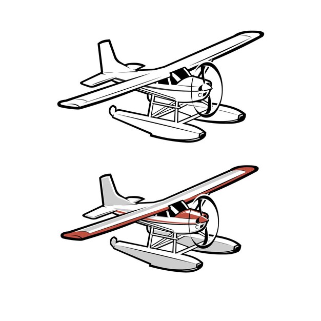 Plik wektorowy ilustracja sztuki wektorowej samolotu morskiego izolowana na białym tle mała sztuka wektorowa samolotu płazowego mo
