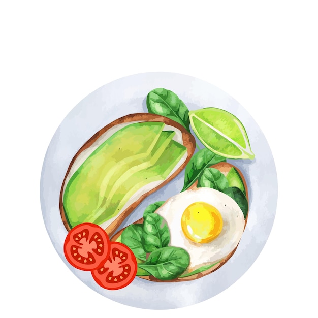 Plik wektorowy ilustracja talerza z menu śniadaniowym