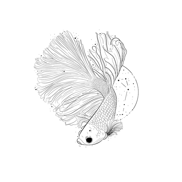 Plik wektorowy ilustracja tatuażu z linii rybołówstwa