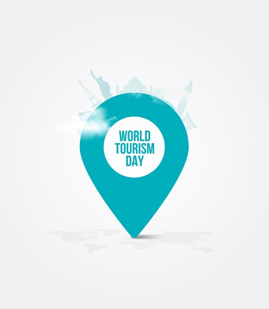 Plik wektorowy ilustracja tła koncepcji kreatywnych podróży na światowy dzień turystyki