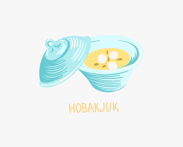 Ilustracja Tradycyjnej Koreańskiej Zupy Z Kremem Z Dyni I Fasoli Hobakjuk