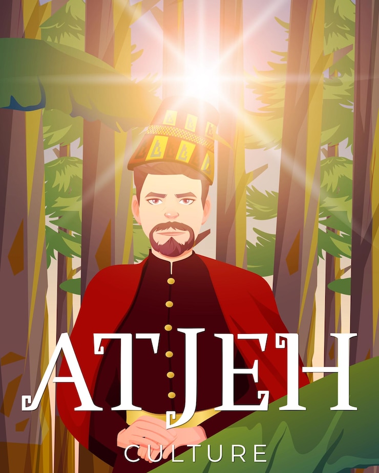 Wektor ilustracja tradycyjnych postaci społeczności acehnese