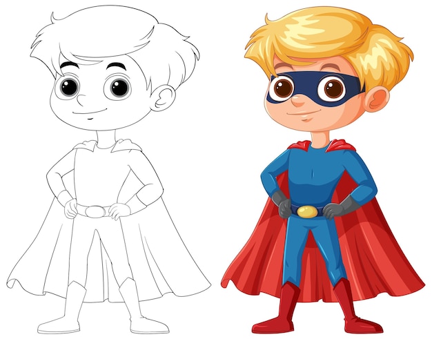 Plik wektorowy ilustracja transformacji superhero kid