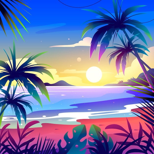 Ilustracja tropikalna z gradientem
