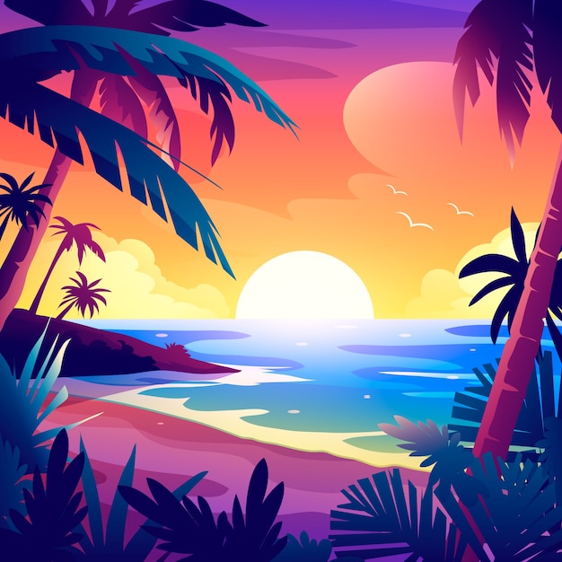 Ilustracja tropikalna z gradientem